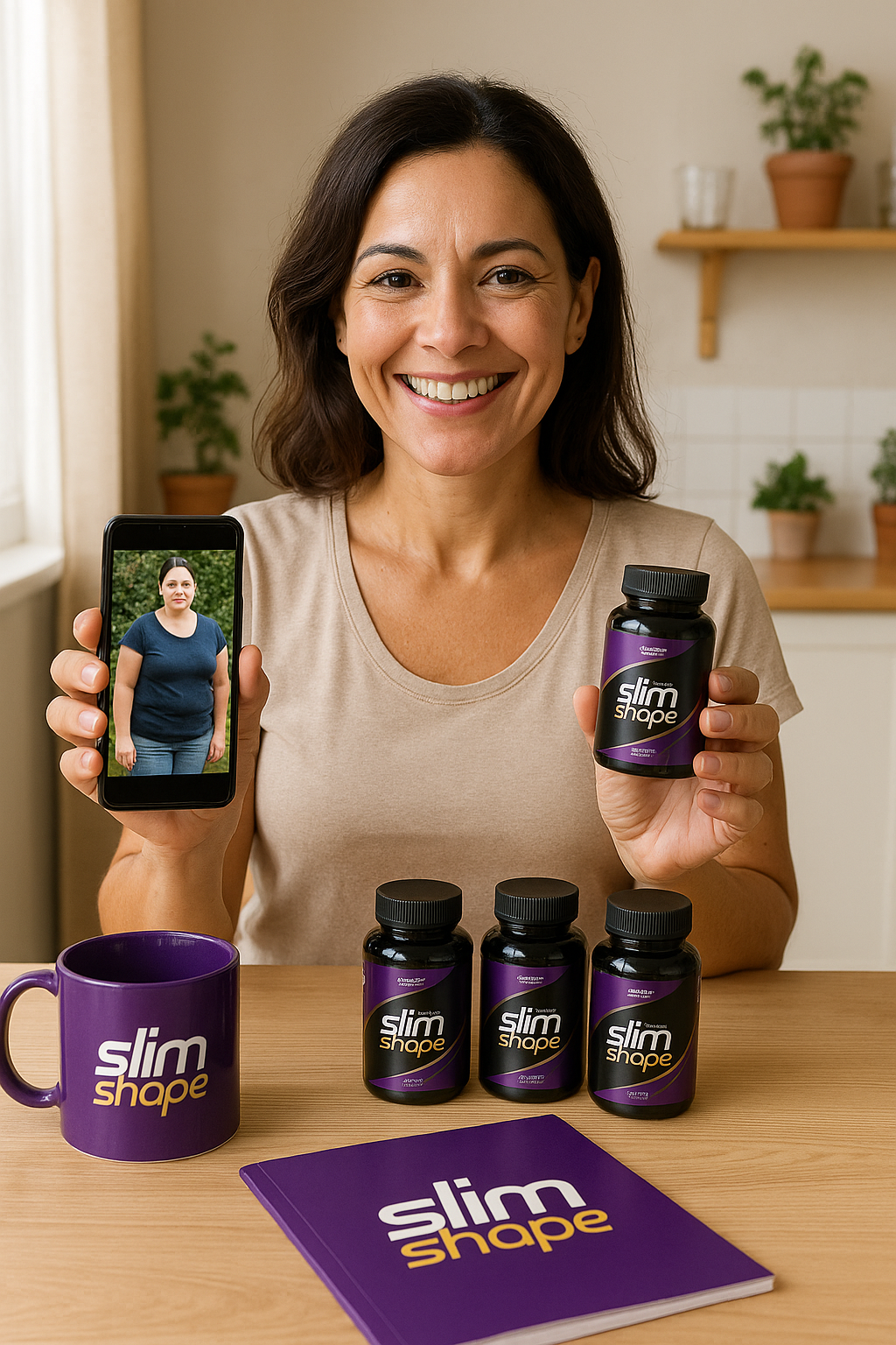 Mulher mostrando resultados com Slim Shape